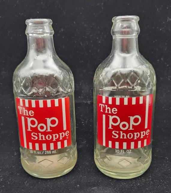 The Pop Shoppe Vintage 10.14 oz 6-1/2" Tall Soda Bottles Pair