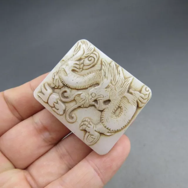 Chinese,old  jade, noble collection, white jade, dragon, pendant  L(609)