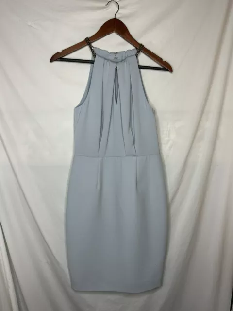 Designer REISS Odessa chain neck shift dress size 4 blue 2
