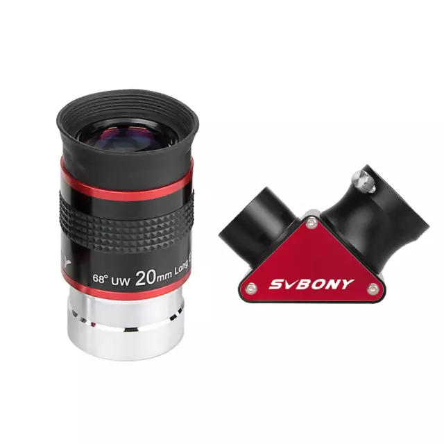 SVBONY 1.25inch 68° 20mm Eyepieces UWA/SV188P 1.25inch 90 Degree Mirror Diagonal