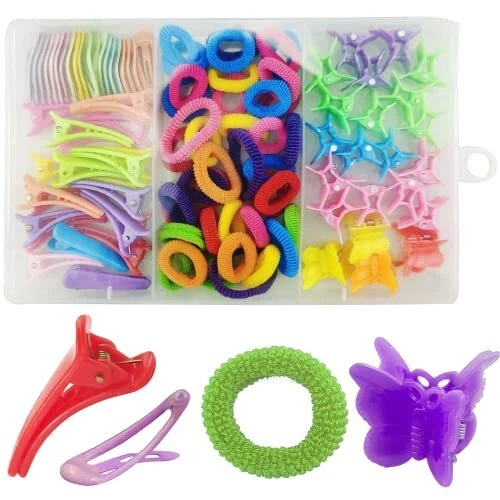 Set di 100 accessori per capelli per ragazze,40 elastici in gomma color caramell