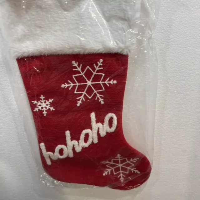 Christmas Stocking Red with White Snowflakes and "HOHOHO  17” Long Holiday