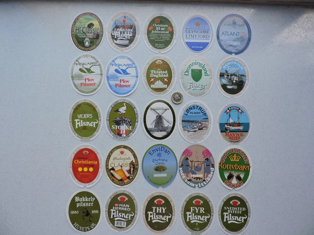 X25 different labels from Denmark (Thisted Bryg) - used - UK buyers only please