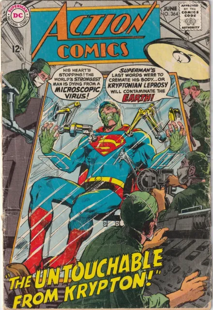 Action Comics #364 - 1968 DC Comics - Complete Lower Grade - Superman  Supergirl