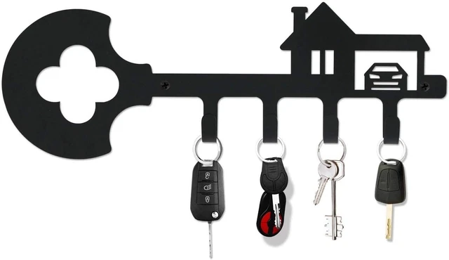 Wall Mounted Iron Key Holder with 4 Key Hooks Organizer for car or house keys 5