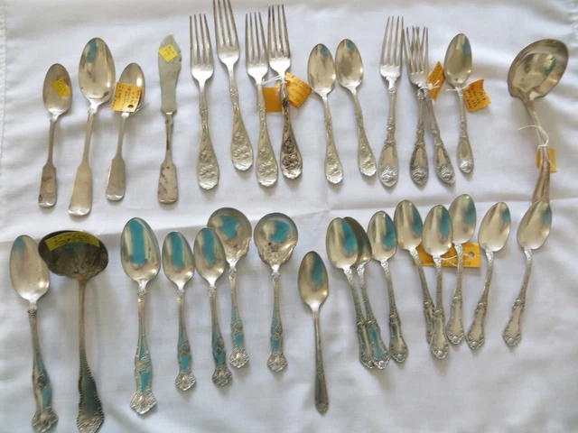 Lot Vintage Silver Plate Flatware Silverware 31 Pcs Identified & Labeled