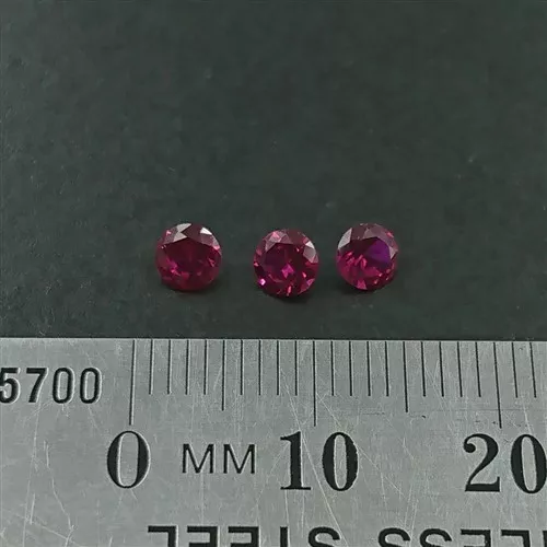 SYNTHETIC RUBIES x3 of 3.75mm Round Cut Loose Dark Ruby Gemstone July Birthstone