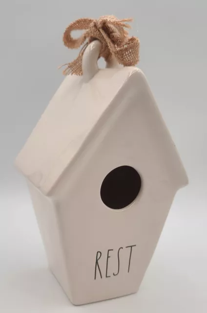 Rae Dunn Birdhouse REST Bird House Slant Roof Bird Egg Nest Farmhouse Decor NWOB