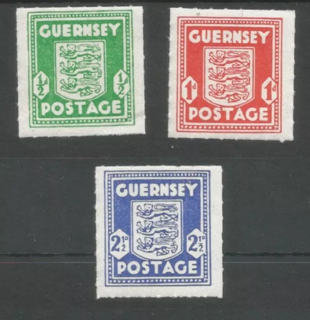 1941-44 Guernsey Sg 1/3 Wartime Arms Set of 3 fresh MNH