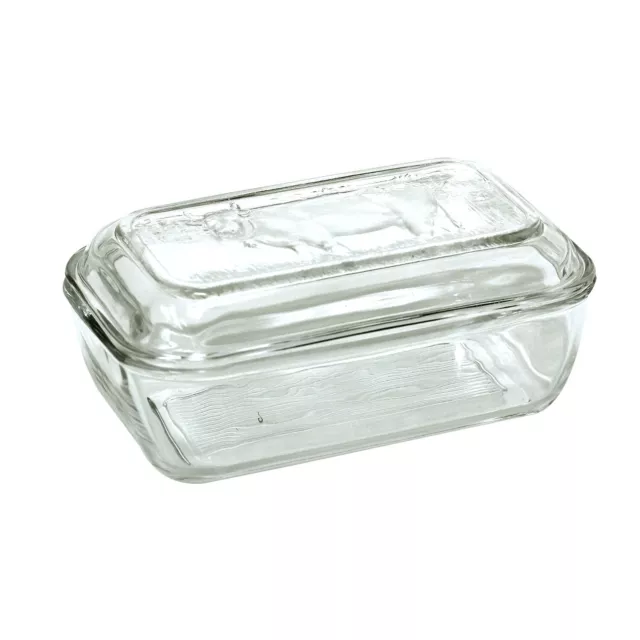 Luminarc Clear Tempered Glass Butter Dish Storage Keep Embossed Cow Cover Lid