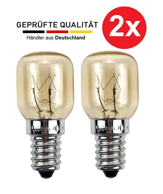 POPPSTAR Backofenlampe E14 15W - 300°C Hitzebeständig, 2er Pack, Warmweiß