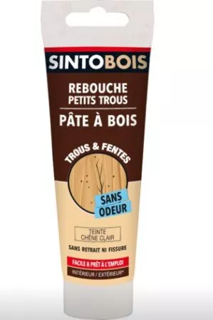 Pâte à bois teinte chêne clair rebouche imperfections trou fissure 80g SINTOBOIS