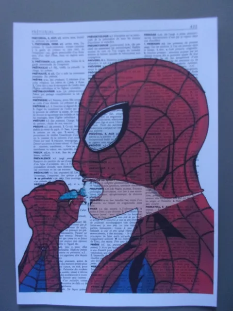 Affiche poster print une page dico en français incrustation spiderman 