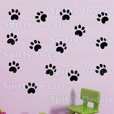 DOG CAT ANIMAL PET PAW PRINTS GROUP OF 14 Vinyl Wall Decal Decor Stickers Quote