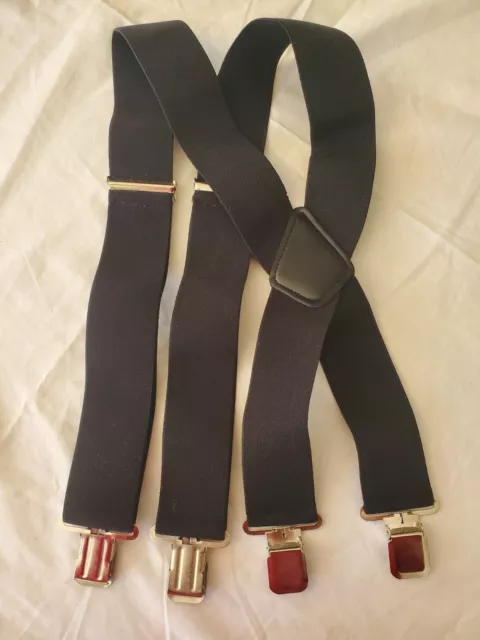 Black 2-inch Wide Adjustable Men's Utility Suspender, New