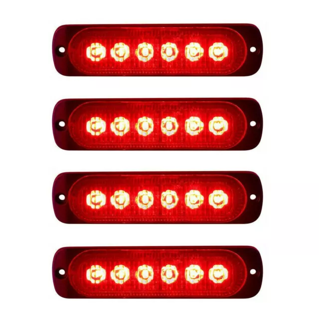 4x 6-LED Red Car Recovery Flashing Grille Beacon Warning Strobe Lights 12V-24V