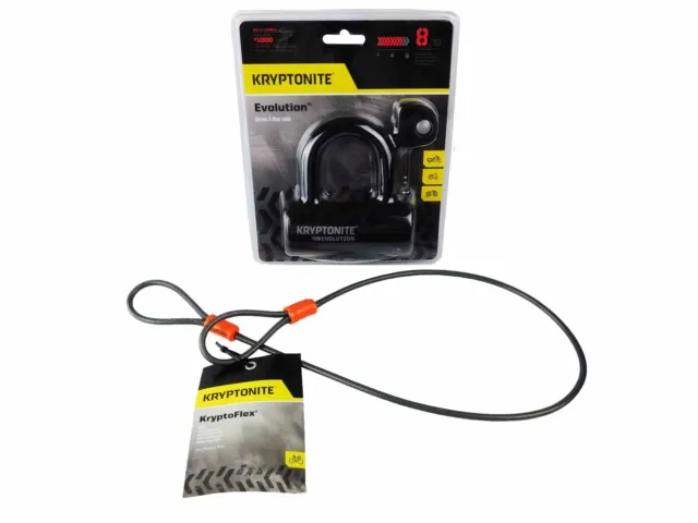 Kryptonite Evolution Series 4 Disc Lock Black and 525 2.5 ft Looped cable