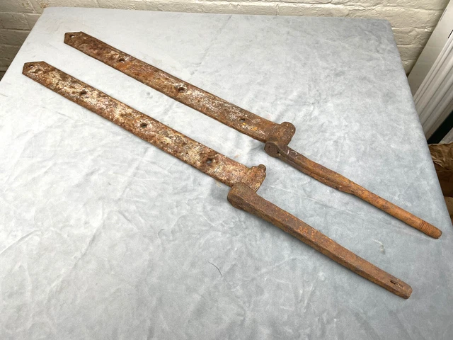 Pair Antique Barn Door Strap Hinges & Pintles ~ Working Condition, Functional