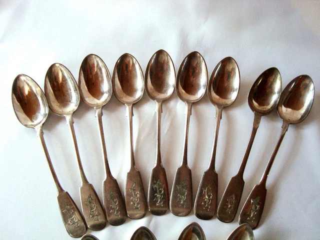 um 1890 Konvolut russische Löffel 84 Silber 875 Silber Kaffee Teelöffel / bv 397 3
