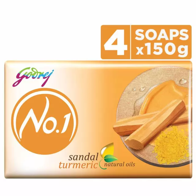 Godrej No. 1 Bathing Soap Sandal & Turmeric Grade 1 Soap 150gm (Pack of 4)-