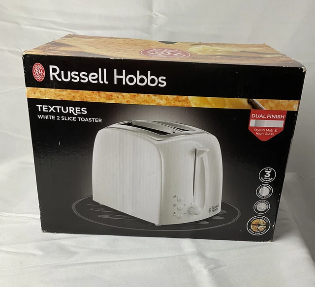 RUSSELL HOBBS TEXTURES 2 Slice Toaster Frozen Reheat & Cancel Functions