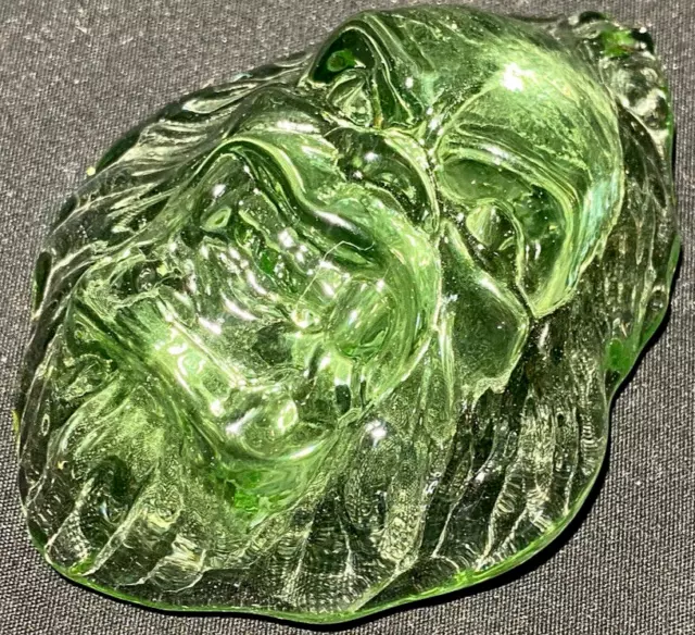 Green Vaseline Uranium glass Sasquatch big foot paperweight yeti monster forest