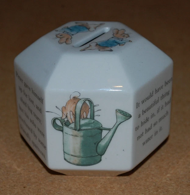PETER RABBIT WEDGWOOD 6 Sided Pottery Money Box Beatrix Potter £6.99 ...