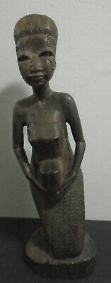 Antique Hand Carved Wood Female Woman African Tribal Figure 6.5"