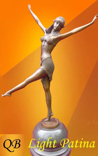 Bronze Figurine Art Deco Sculpture Statue Palmyra Hot Cast Chiparus Lady Figure