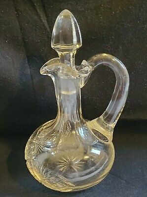 Vintage Glass Vinegar Dispenser Cruet Bottle With Stopper 5" Tall