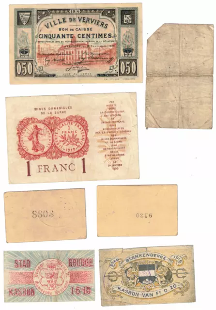 Schönes Konvolut von 7x Banknoten aus Frankreich aus dem Zeitraum 1914-1930 2