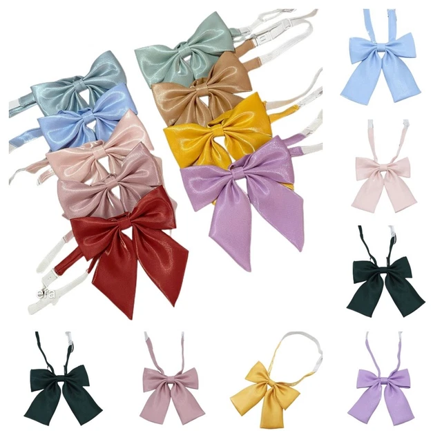 Women Lady Shiny Solid Bowknot Necktie Girl Glittery Bow Tie Neck Wear Ties