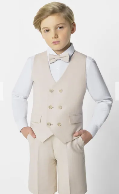 Boys Beige Waistcoat Only Age 5 Years Old Slim Fit Wedding / Occasion