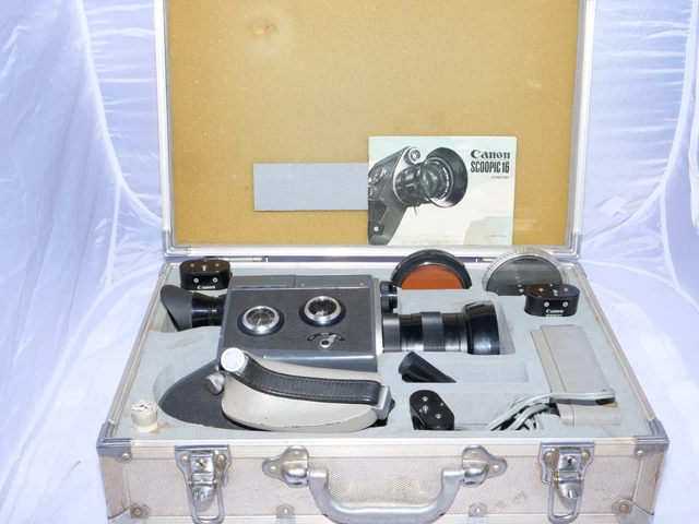 Canon Scoopic-16 . Canon 13-76/1.6, case, inst. hood, charger, (4) NON-work batt