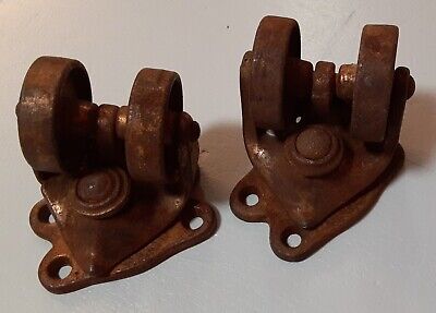 Pair Vintage Industrial Cast Iron Double Wheels Small
