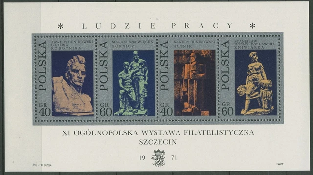 Polen 1971 Skulpturen Arbeiter Block 46 postfrisch (C93268)
