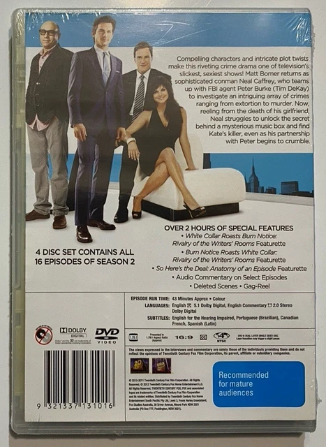 WHITE COLLAR DVD Season 2 Two TV Show Series Crime Police Drama Comedy ...