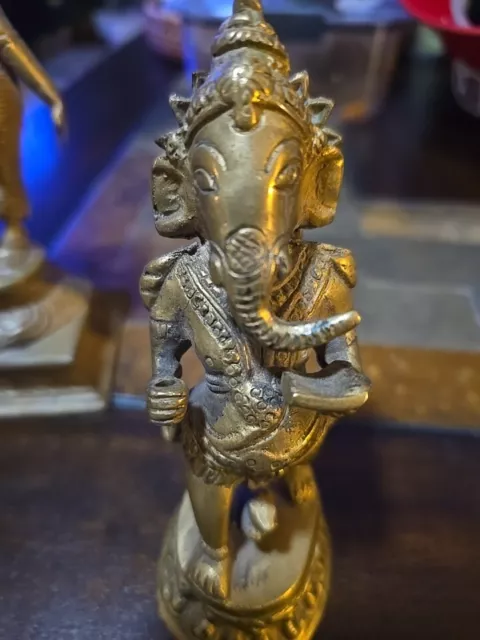 Vintage Brass Ganesh statue 6" x1.5" x2"  Made In India