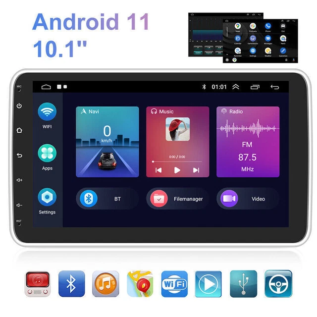 10.1" Single DIN Car 1G+16G Stereo Radio Carplay Android 11 GPS Navigator WIFI