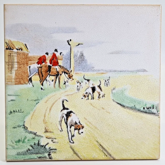 1930s Dunsmore Tiles Minton Tiles Blank Stenciled Design Polly Brace Fox Hunting