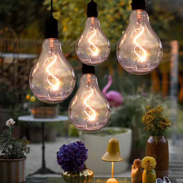 Pendelleuchte Hängelampe Außenlampe Gartenleuchte Timer 4xLED Glühbirnen-Optik