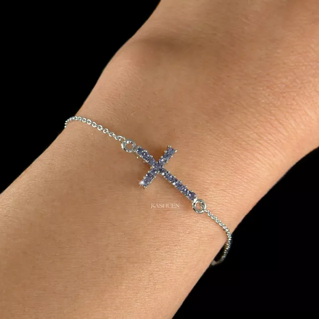 Lila Seitliche Kreuz mit Swarovski Kristall Religiös Kette Armband