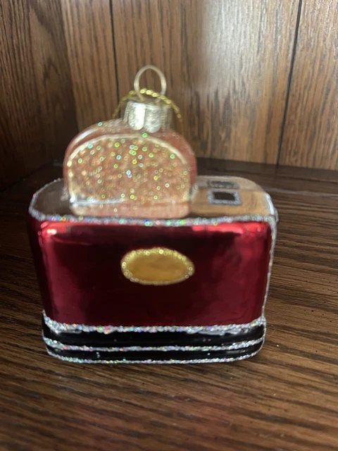 Blown Glass Toaster Christmas Ornament NWOT