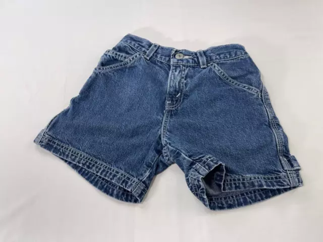 Vintage Levis Denim Jean Cargo Shorts Youth Size 7 Regular White Stitch