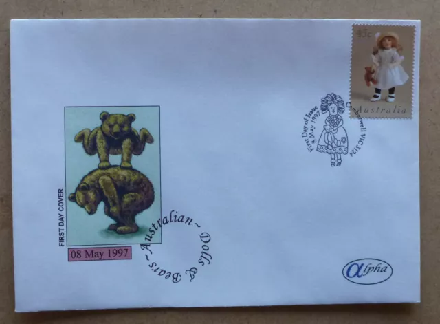 1997 Aplha Dolls & Bears Illustrated First Day Cover  .45C Doll #2