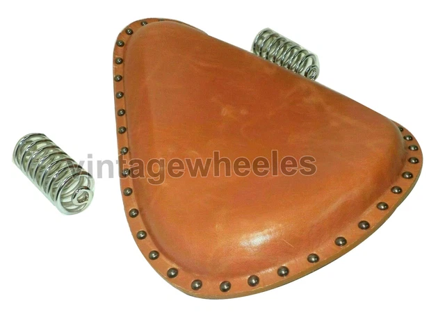 Paire De Sièges/sacs Avant En Cuir Marron Fauve Pour Royal Enfield Classic 500/350 - Neufs