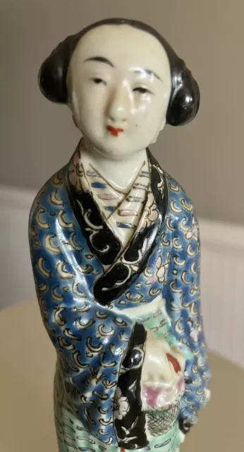 Antique Famille Rose GEISHA Porcelain Figurine, Chinese Republic, Early 1900s