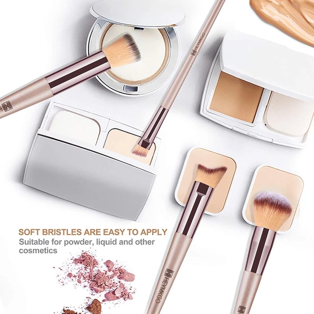 Pennelli Make Up Professionali Set di 15 Pennelli Trucco Champagne 6