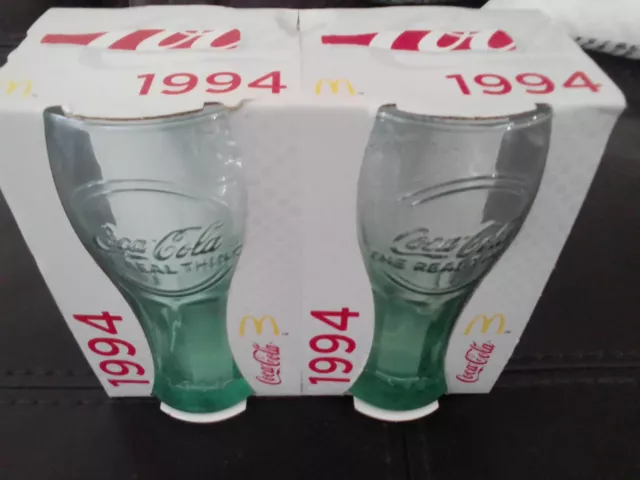 2 x 1994 Coca Cola Coke Glasses Never Used In Box