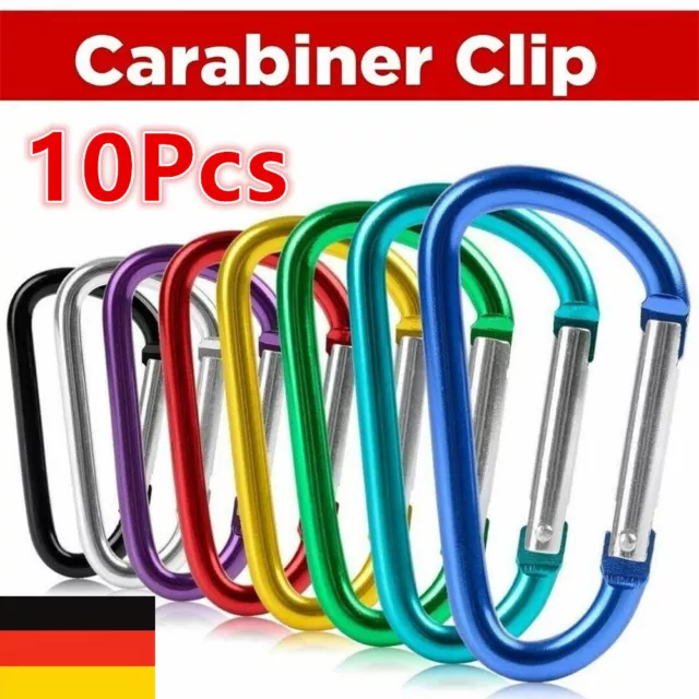 10Stk Karabinerhaken Edelstahl Schnapphaken Aluminium Camping Karabiner Haken DE